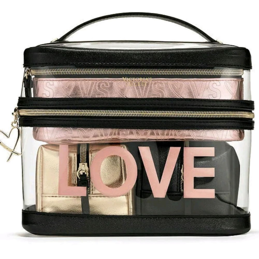 Victoria's Secret 4-In-1 LOVE Beauty Bag Set Stacking Cosmetics Bags